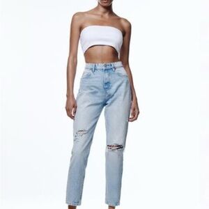 Zara Ripped Mom Fit Jeans